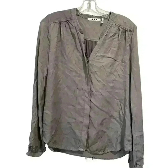 Three Dots Tops - THREE DOTS BUTTON DOWN WITH HIDDEN BUTTONS LONG SLEEVES AND MOCK COLLAR SIZE S